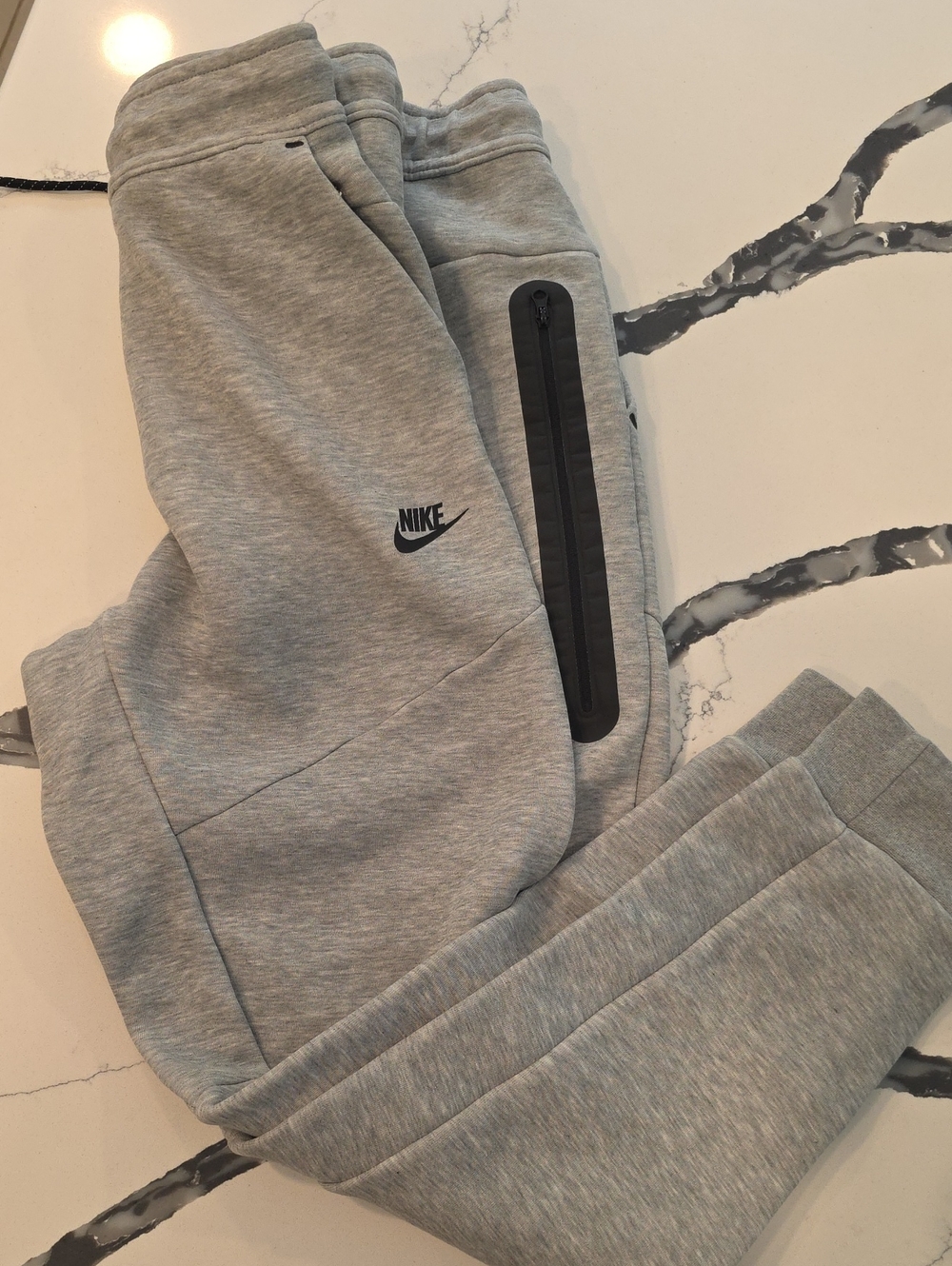 Nike Light Gray Sweatpants with Black Zip Accent